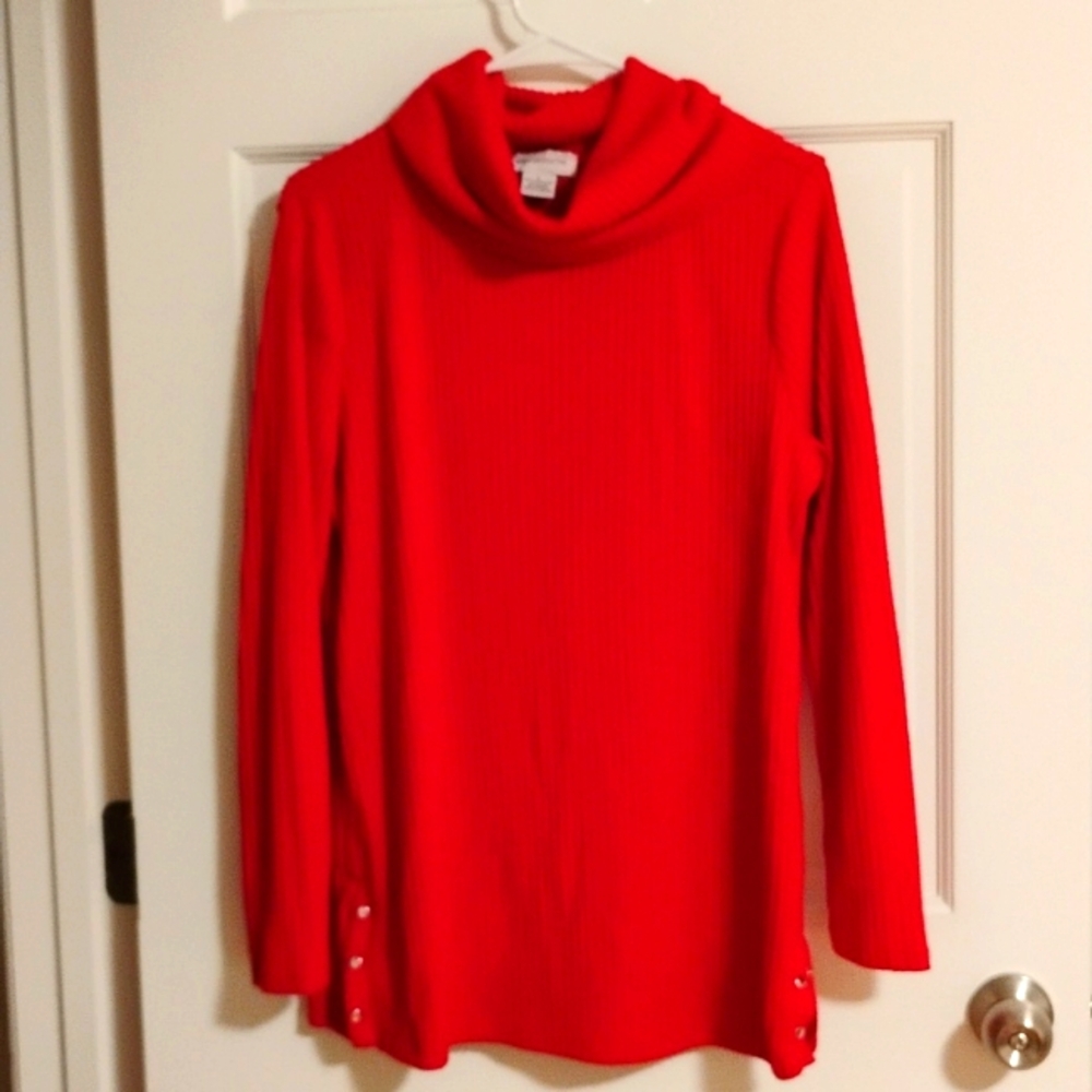 Liz Claiborne Red Ribbed Sweater size L